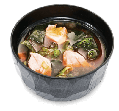 Мисо-суп с лапшой удон и лососем